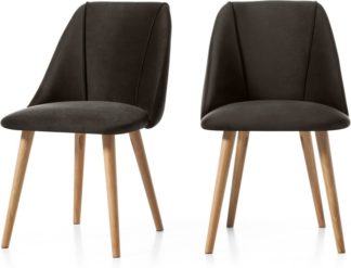 An Image of Set of 2 Lule Dining Chairs, Otter Grey Velvet and Oak