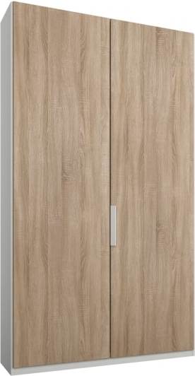 An Image of Caren 2 door 100cm Hinged Wardrobe, White Frame, Oak Doors, Classic Interior