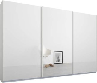 An Image of Malix 3 door 270cm Sliding Wardrobe, White frame,White Glass & Mirror doors , Classic Interior