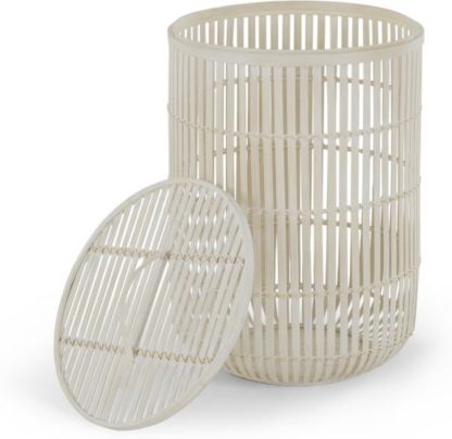 5e64f01173e2659fa5344132661e0865ffa1806e6f928c5c2b70ecd29b1fd716.jpg An Image of Kurino Bamboo Laundry Basket with Lid, Natural
