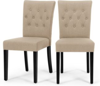 An Image of Set of 2 Flynn Dining Chairs, Biscuit Beige and Black