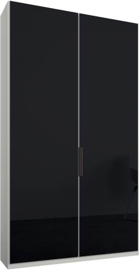 An Image of Caren 2 door 100cm Hinged Wardrobe, White Frame, Basalt Grey Glass Doors, Classic Interior