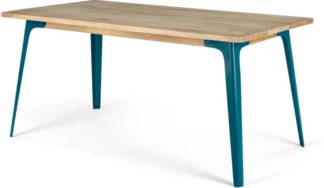 An Image of Edny 6 Seat Dining Table, Light Mango Wood and Teal