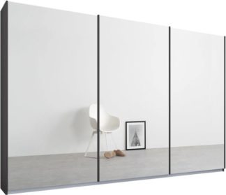 An Image of Malix 3 door 270cm Sliding Wardrobe, Graphite Grey frame,Mirror doors , Classic Interior