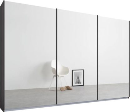 An Image of Malix 3 door 270cm Sliding Wardrobe, Graphite Grey frame,Mirror doors , Classic Interior