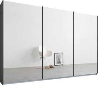 An Image of Malix 3 door 270cm Sliding Wardrobe, Graphite Grey frame,Mirror doors , Premium Interior