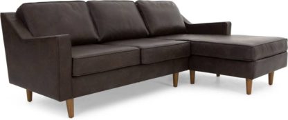 An Image of Dallas Right Hand Facing Chaise End Corner Sofa, Oxford Brown Premium Leather