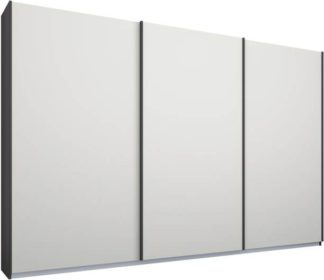 An Image of Malix 3 door 270cm Sliding Wardrobe, Graphite Grey frame,Matt White doors, Standard Interior