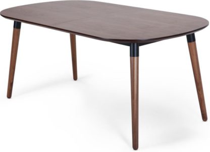 An Image of Edelweiss 6-8 Seat Oval Extending Dining Table, Walnut and Black