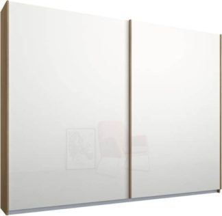 An Image of Malix 2 door 225cm Sliding Wardrobe, Oak frame,White Glass doors , Premium Interior