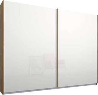 An Image of Malix 2 door 225cm Sliding Wardrobe, Oak frame,White Glass doors, Standard Interior