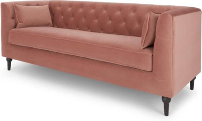 An Image of Flynn 3 Seat Sofa, Blush Pink Velvet