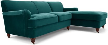An Image of Orson Right Hand Facing Chaise End Corner Sofa, Seafoam Blue Velvet