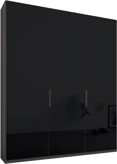 An Image of Caren 3 door 150cm Hinged Wardrobe, Graphite Grey Frame, Basalt Grey Glass Doors, Classic Interior