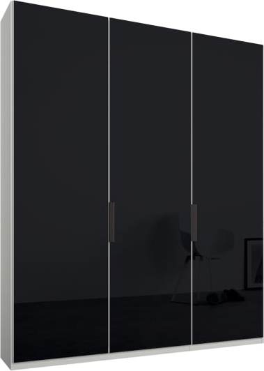 An Image of Caren 3 door 150cm Hinged Wardrobe, White Frame, Basalt Grey Glass Doors, Classic Interior