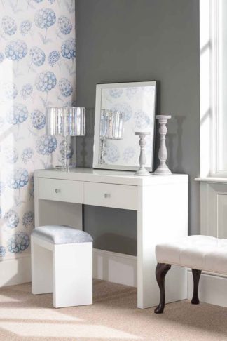 An Image of APHRODITE White Glass Dressing Table with 2 Legs