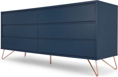 An Image of Elona Wide Chest, Dark Blue & Copper