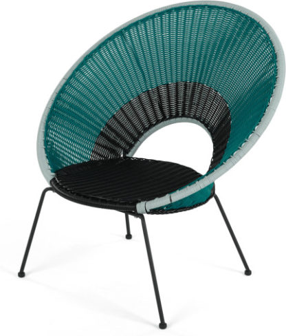 632f5fe53e6d39f411a51c9241b5a71d495956deced2d15be1b14f20379d8d14.jpg An Image of Yuri Garden Lounge Chair, Multi Woven Blue
