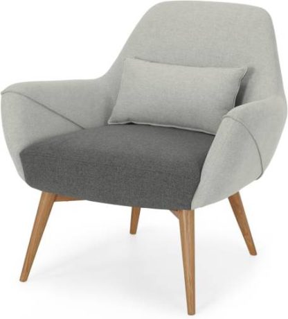 An Image of Lule Accent Armchair, Marl Grey and Hail Grey with Natural Leg