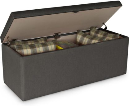 An Image of Decker Upholstered Storage Bench, Shire Grey