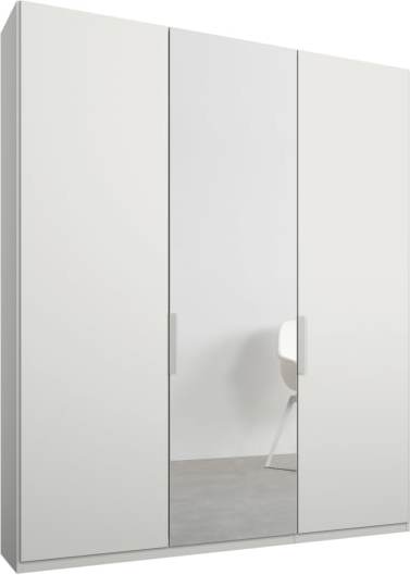 An Image of Caren 3 door 150cm Hinged Wardrobe, White Frame, Matt White & Mirror Doors, Classic Interior