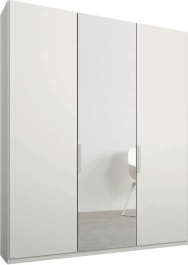 An Image of Caren 3 door 150cm Hinged Wardrobe, White Frame, Matt White & Mirror Doors, Premium Interior