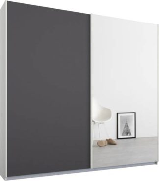 An Image of Malix 2 door 181cm Sliding Wardrobe, White frame,Matt Graphite Grey & Mirror doors , Premium Interior