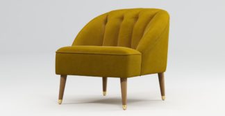 An Image of Custom MADE Margot Armchair, Antique Gold Cotton Velvet, Light Wood Brass Leg