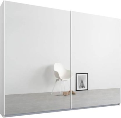An Image of Malix 2 door 225cm Sliding Wardrobe, White frame,Mirror doors , Premium Interior