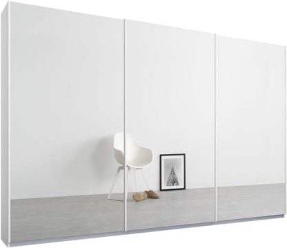 An Image of Malix 3 door 270cm Sliding Wardrobe, White frame,Mirror doors , Premium Interior