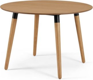 An Image of Edelweiss Round 4 Seat Dining Table, Oak and Black