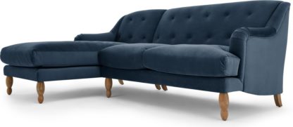 An Image of Ariana Left Hand Facing Chaise End Corner Sofa, Sapphire Velvet