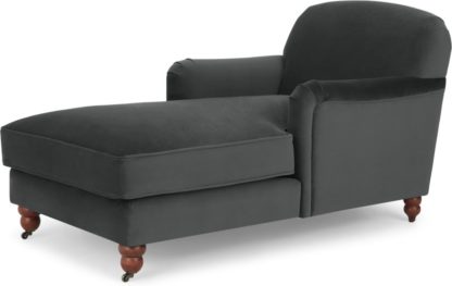 An Image of Orson Chaise Longue, Velvet Midnight Grey
