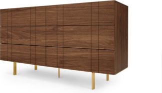 An Image of Keaton Wide Chest of Drawers, Walnut & Brass
