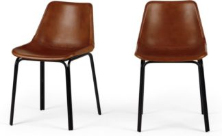 An Image of Lodi Set of 2 Dining Chairs, Tan and Black