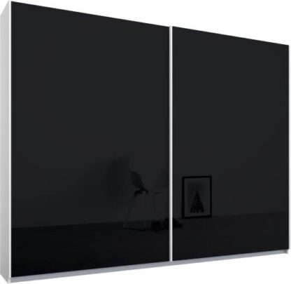 An Image of Malix 2 door 225cm Sliding Wardrobe, White frame,Basalt Grey Glass doors , Premium Interior