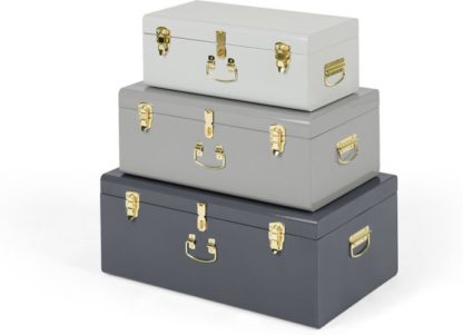 68000a531e8cba79c12c1e3431dea0c6c15e6ea8d6ef4da58bf92656135da3d2.jpg An Image of Gunner Set of 3 Extra Large Metal Storage Trunks, Tonal Grey