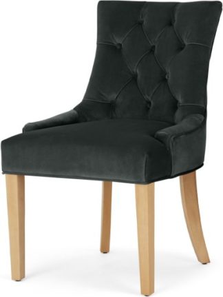 An Image of Flynn Scoop Back Chair, Midnight Grey Velvet and Birch