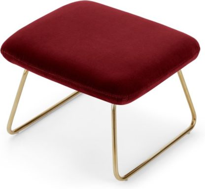 An Image of Frame Footstool, Claret Cotton Velvet with Bright Gold Frame