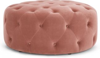An Image of Hampton Large Round Pouffe, Blush Pink Velvet