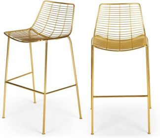 An Image of Set of 2 Marvel Bar Stools, Brass