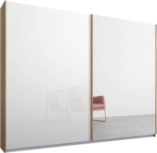 An Image of Malix 2 door 225cm Sliding Wardrobe, Oak frame,White Glass & Mirror doors , Classic Interior