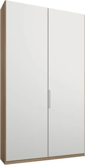 An Image of Caren 2 door 100cm Hinged Wardrobe, Oak Frame, Matt White Doors, Classic Interior