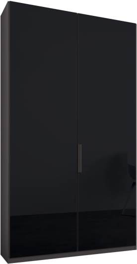 An Image of Caren 2 door 100cm Hinged Wardrobe, Graphite Grey Frame, Basalt Grey Glass Doors, Classic Interior