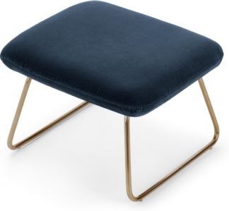 An Image of Frame Footstool, Navy Cotton Velvet