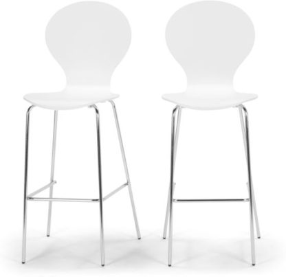 An Image of Set of 2 Kitsch Barstool, White and Chrome Legs