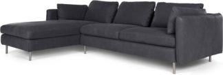 An Image of Vento 3 Seater Left Hand Facing Chaise End Corner Sofa, Grey Leather