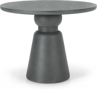 An Image of Maho Garden Round Dining Table, Textured Grey Concrete