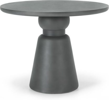 An Image of Maho Garden Round Dining Table, Textured Grey Concrete