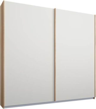 An Image of Malix 2 door 181cm Sliding Wardrobe, Oak frame,Matt White doors , Premium Interior